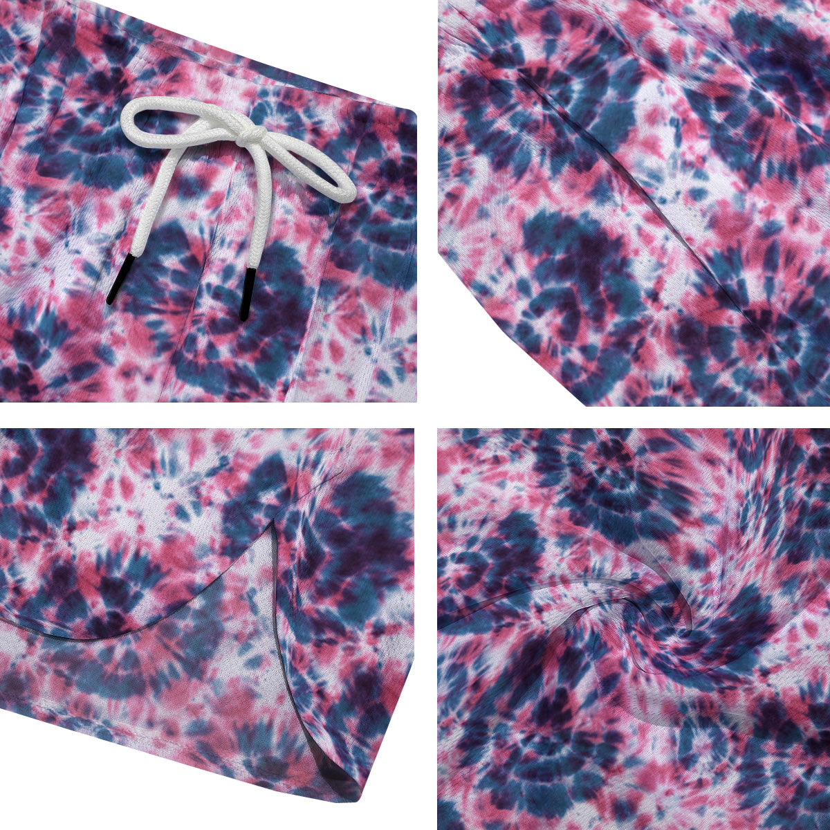 Red Tie Dye Blue Shibori Print Pattern Men's Running Shorts-grizzshop