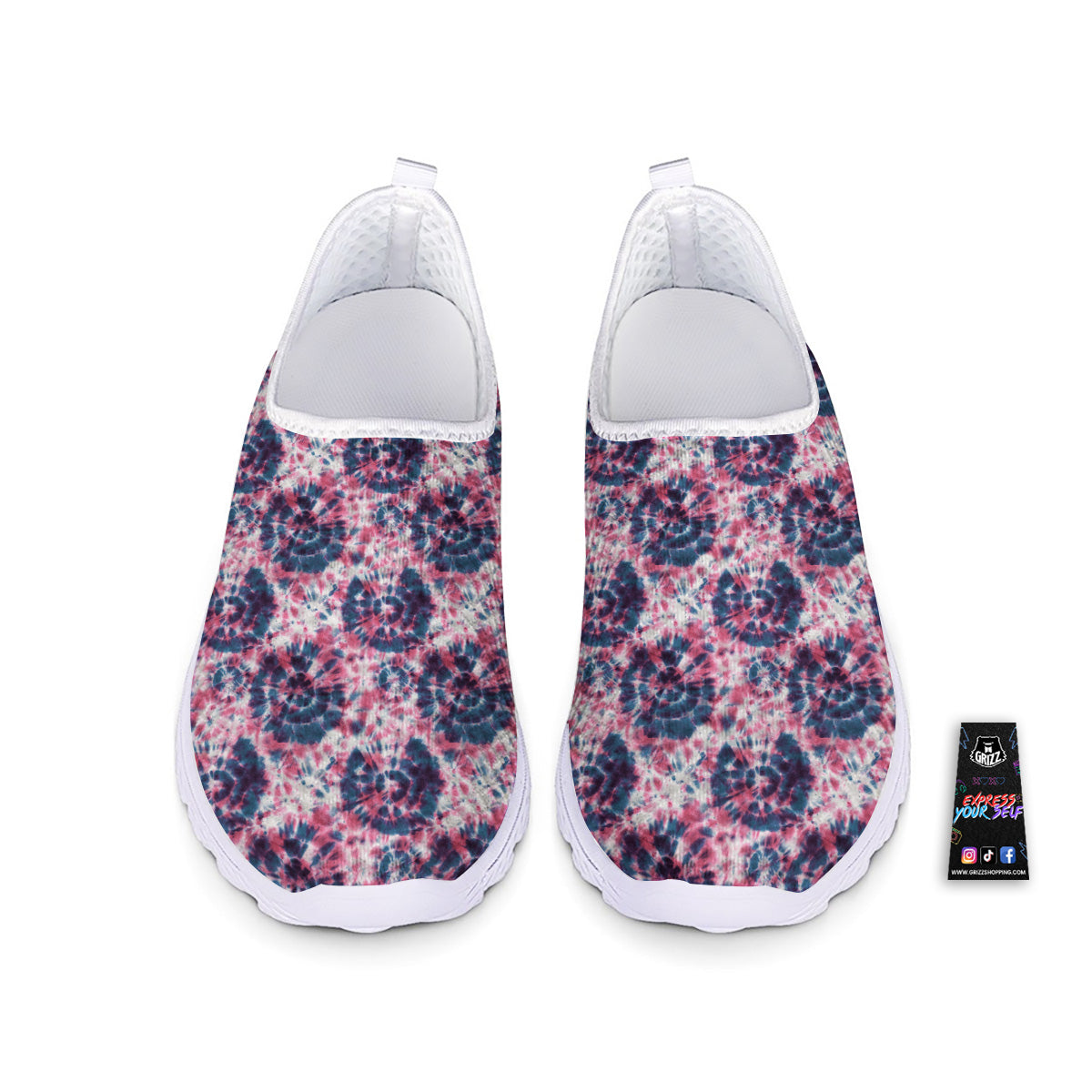 Red Tie Dye Blue Shibori Print Pattern Nurse Shoes-grizzshop