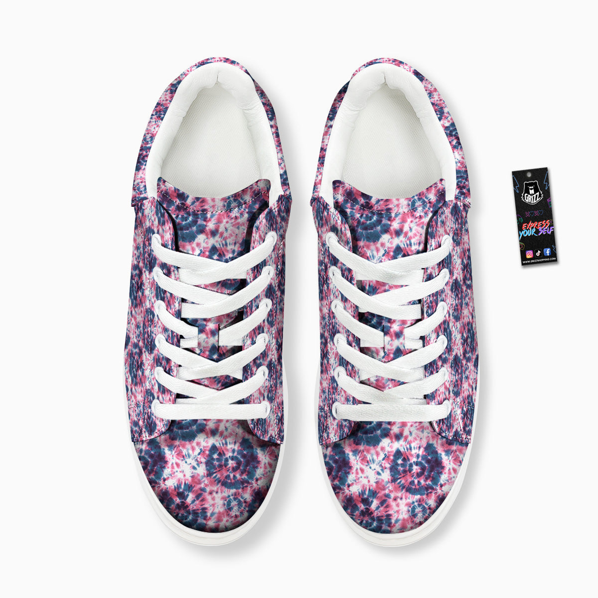 Red Tie Dye Blue Shibori Print Pattern Platform Shoes-grizzshop