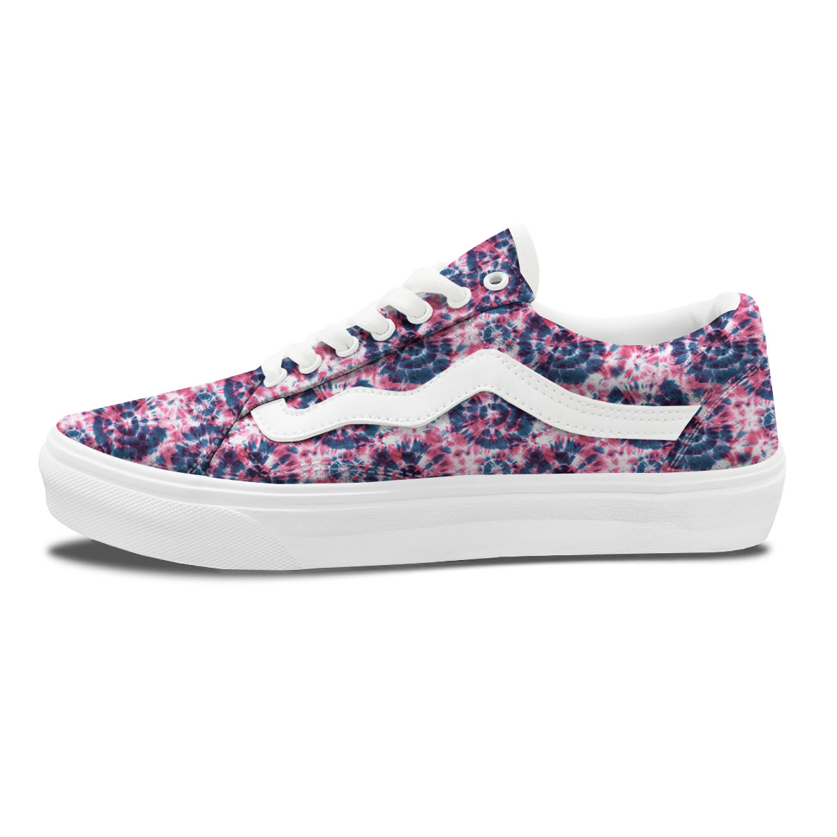 Red Tie Dye Blue Shibori Print Pattern Skate Shoes-grizzshop