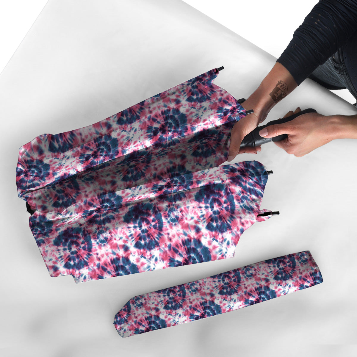 Red Tie Dye Blue Shibori Print Pattern Umbrella-grizzshop