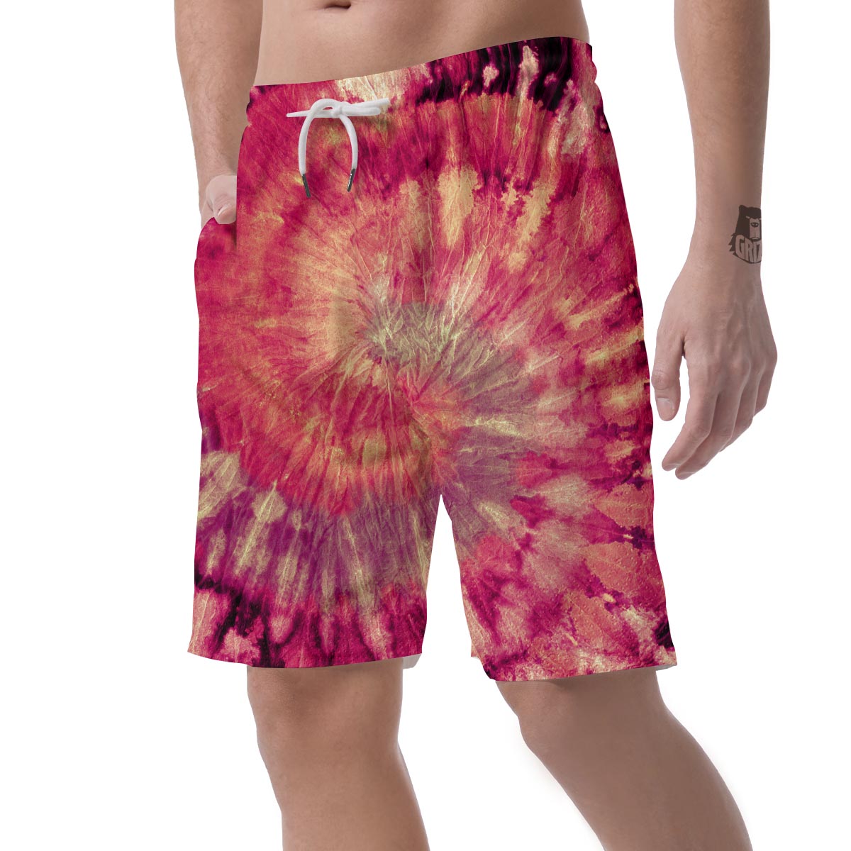 Red Tie Dye Men's Shorts-grizzshop