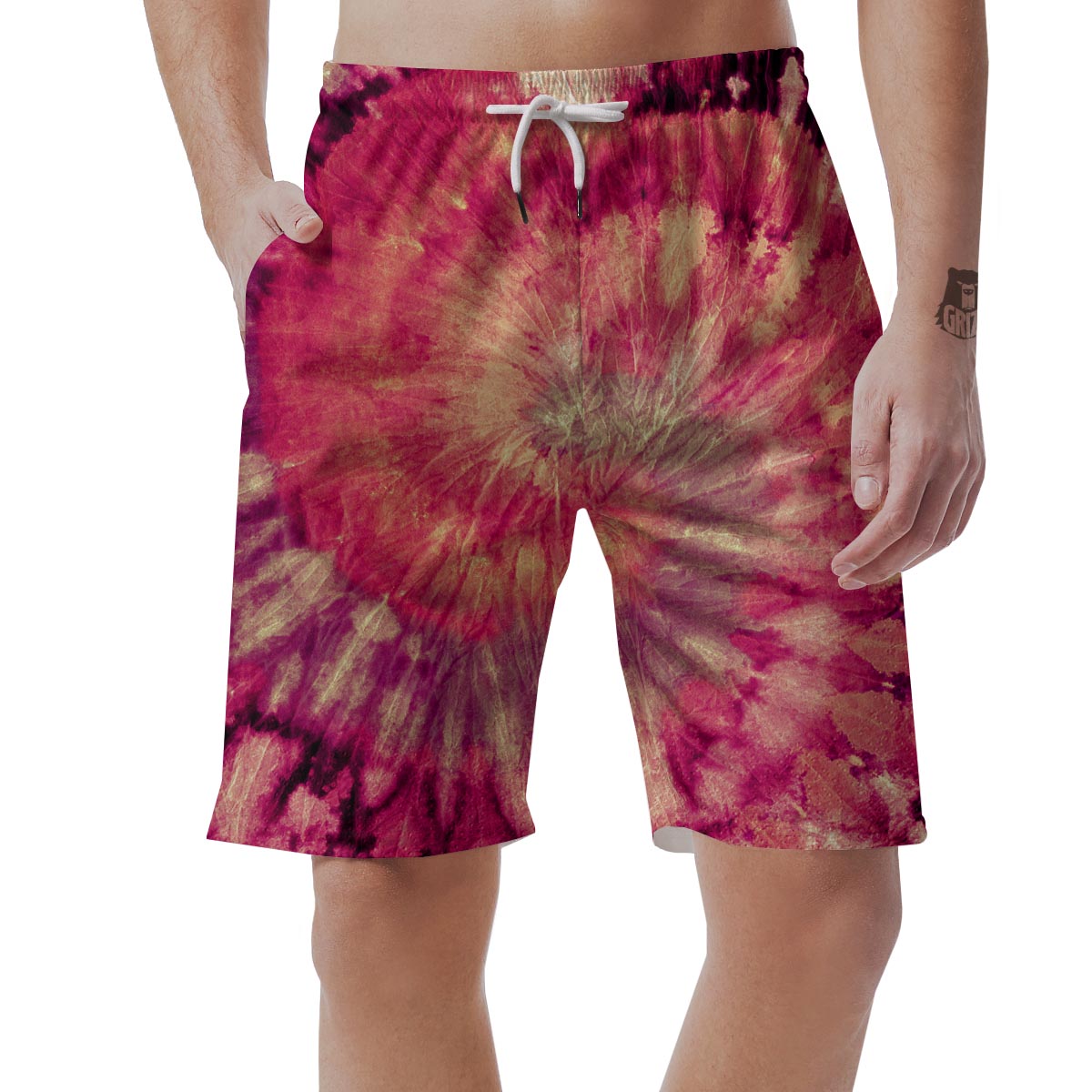 Red Tie Dye Men's Shorts-grizzshop