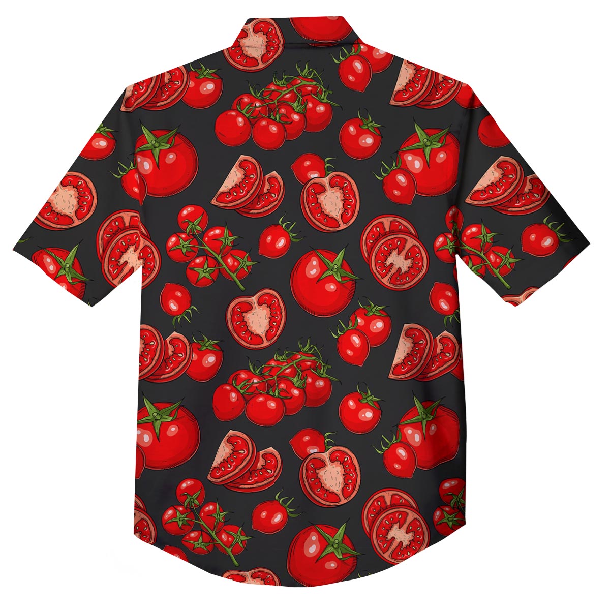 Red Tomato Print Pattern Button Up Shirt-grizzshop