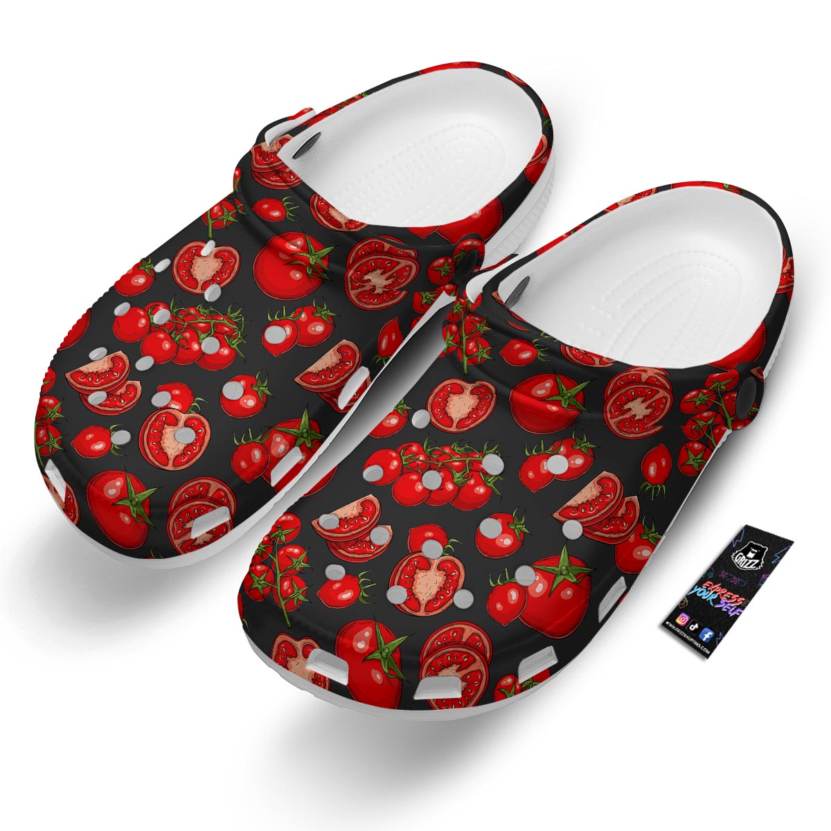 Red Tomato Print Pattern Clog-grizzshop