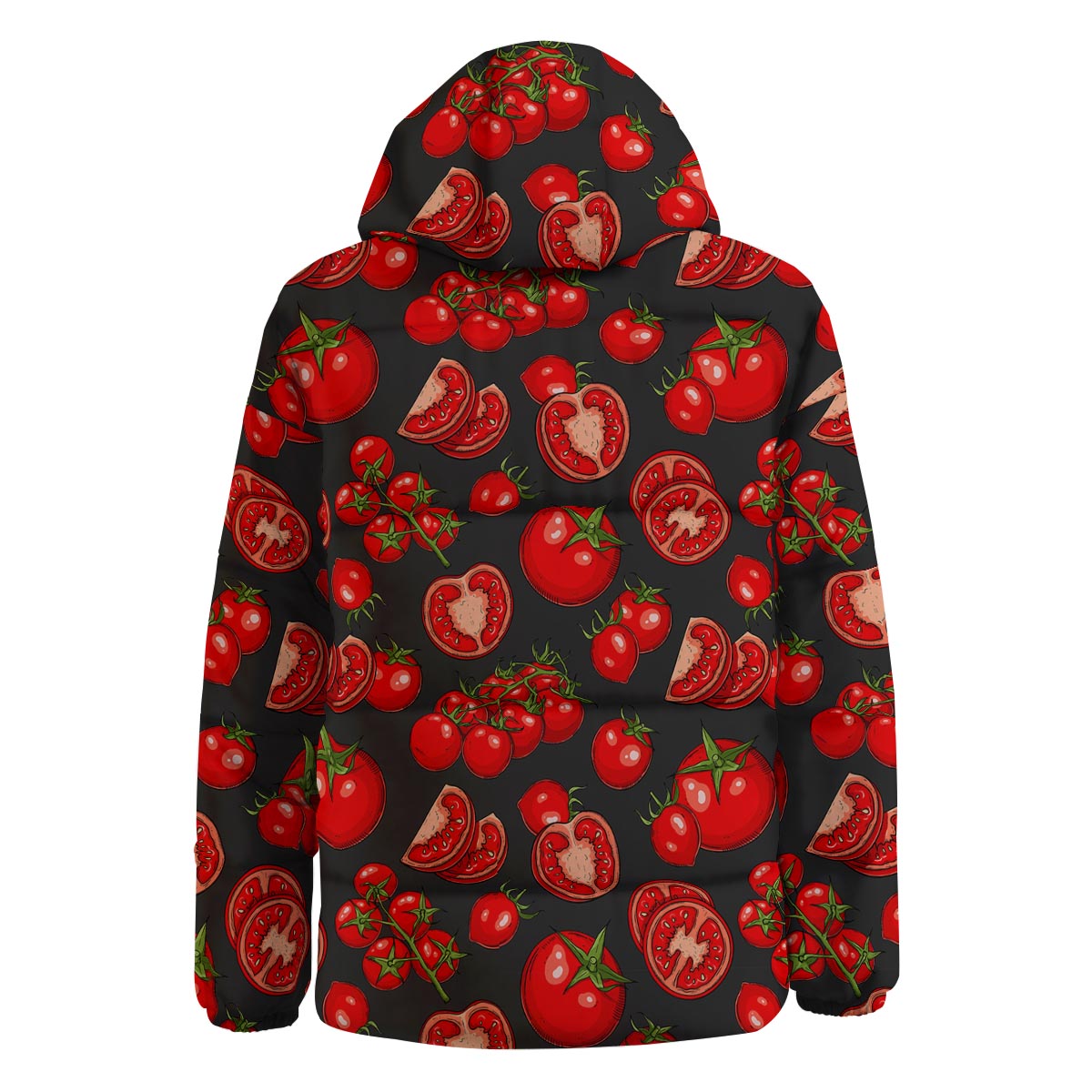 Red Tomato Print Pattern Down Jacket-grizzshop