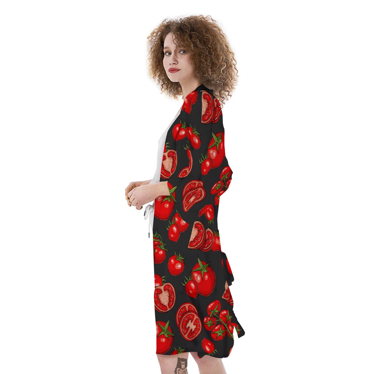 Red Tomato Print Pattern Kimono-grizzshop