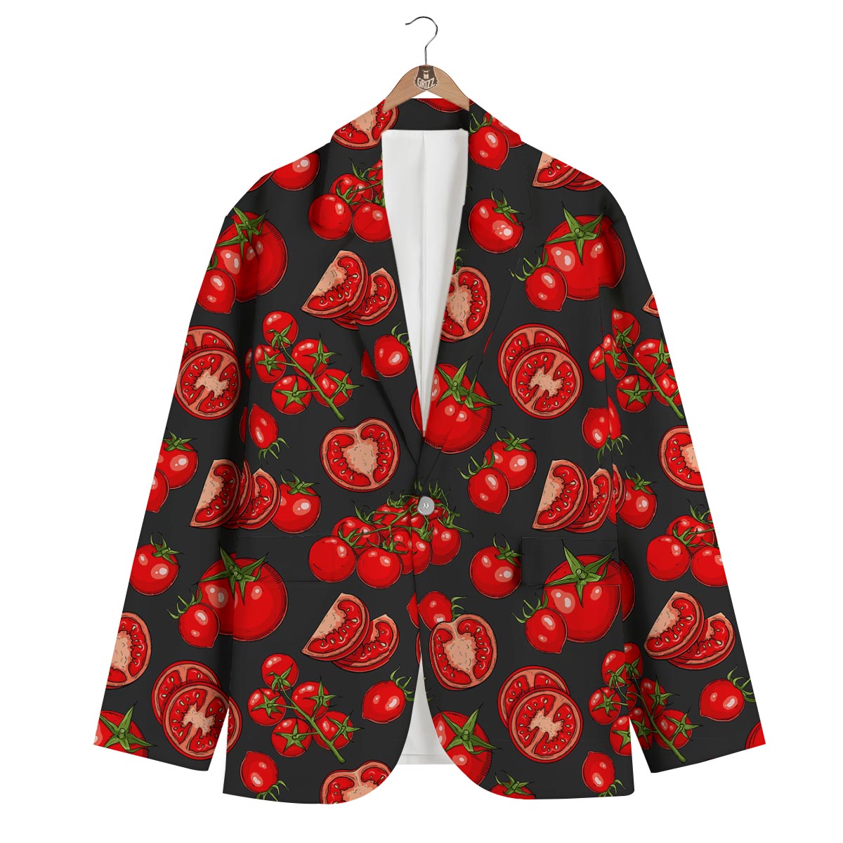 Red Tomato Print Pattern Men's Blazer-grizzshop