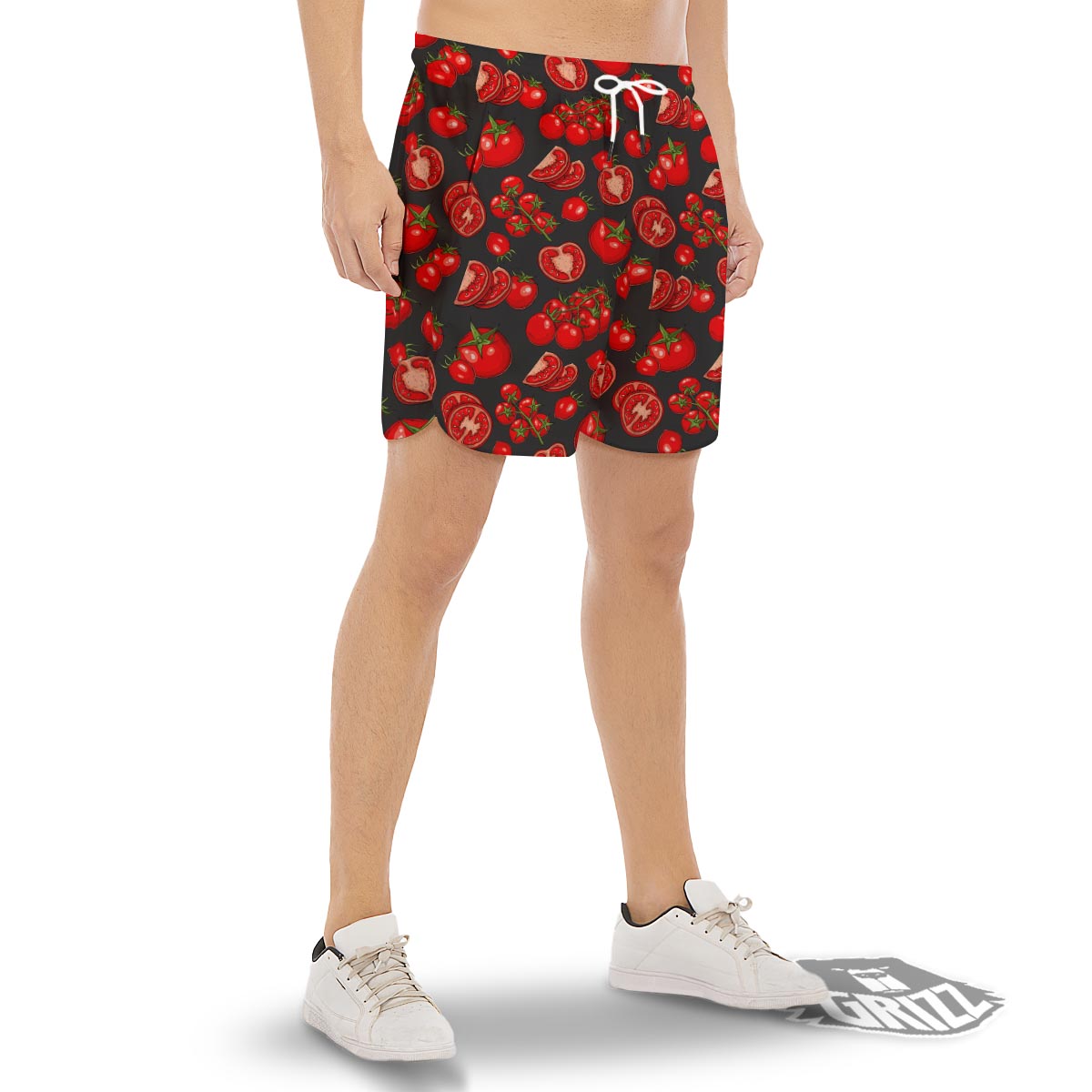 Red Tomato Print Pattern Men's Gym Shorts-grizzshop