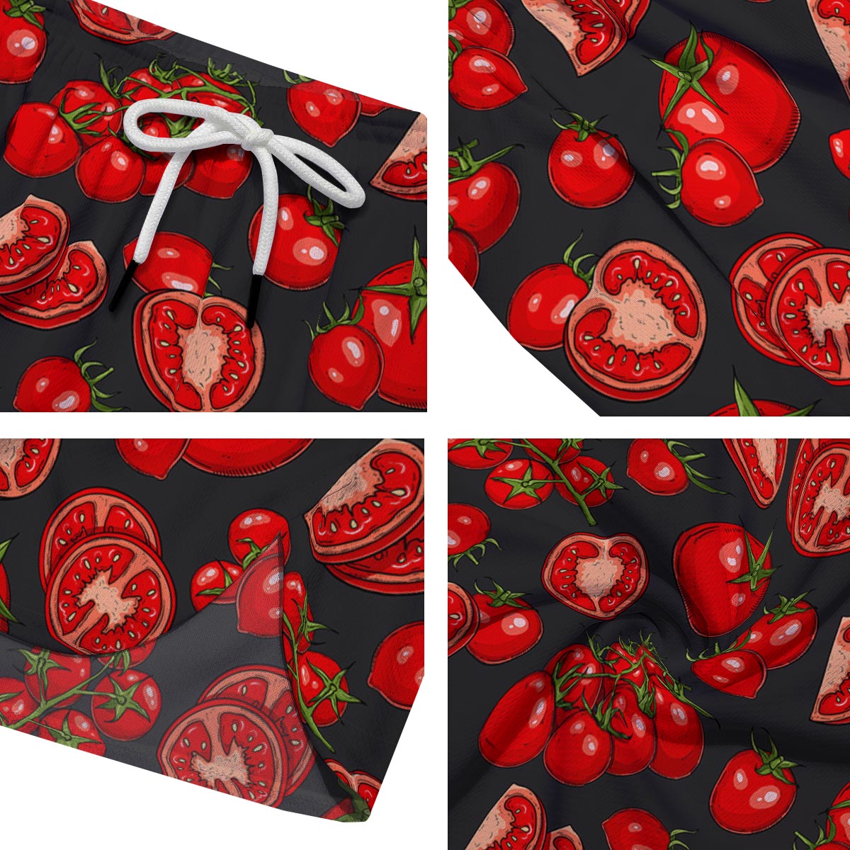 Red Tomato Print Pattern Men's Running Shorts-grizzshop