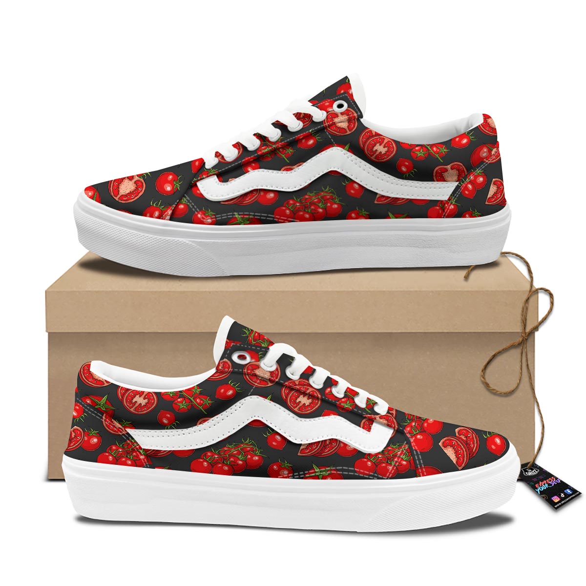 Red Tomato Print Pattern Skate Shoes-grizzshop