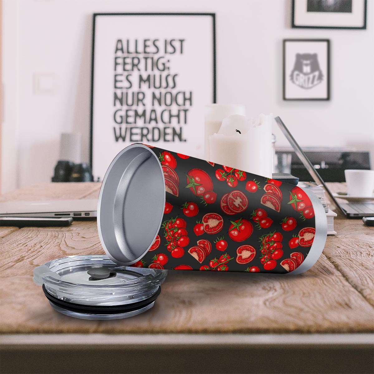 Red Tomato Print Pattern Tumbler-grizzshop
