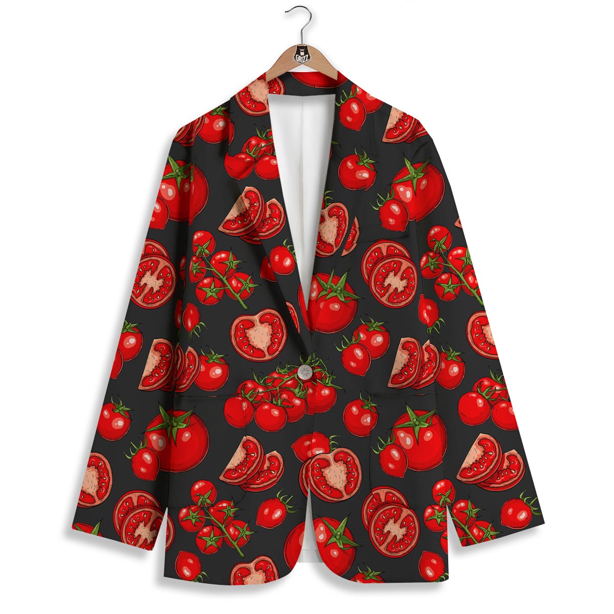 Red Tomato Print Pattern Women's Blazer-grizzshop