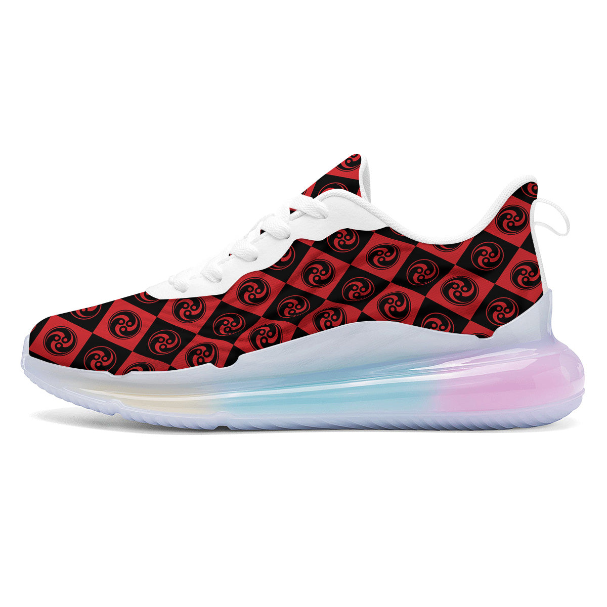 Red Tomoe Print Pattern Running Sneakers-grizzshop
