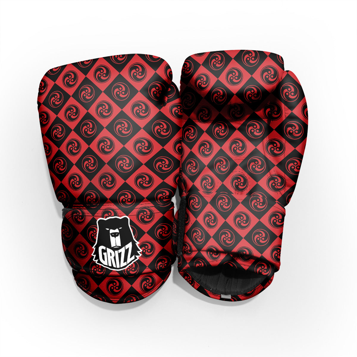 Red Tomoe Print Pattern Sparring Gloves-grizzshop