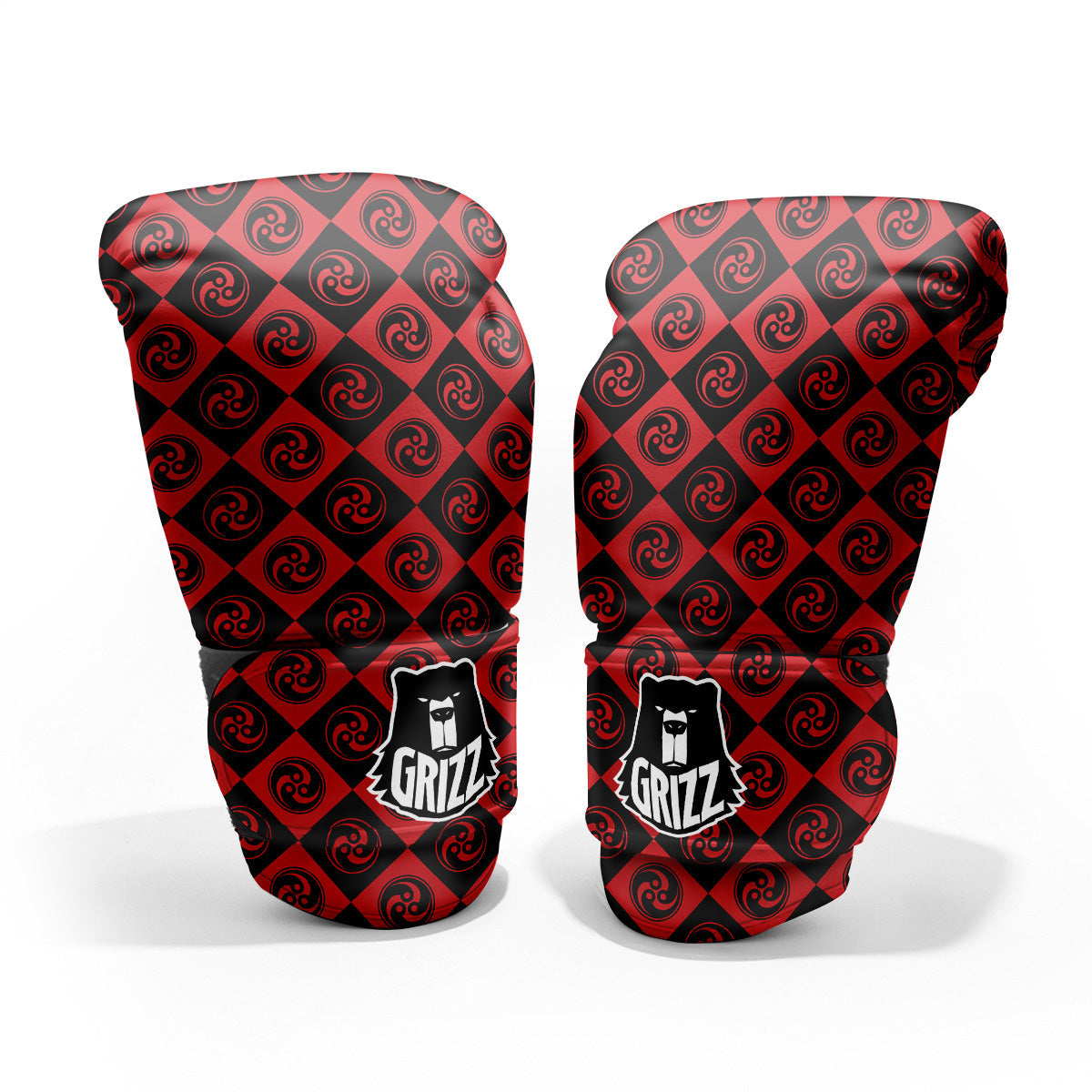 Red Tomoe Print Pattern Sparring Gloves-grizzshop