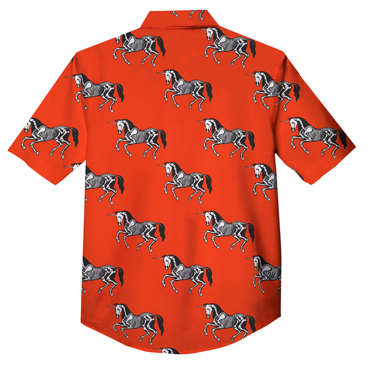Red Unicorn Skeleton Print Pattern Button Up Shirt-grizzshop