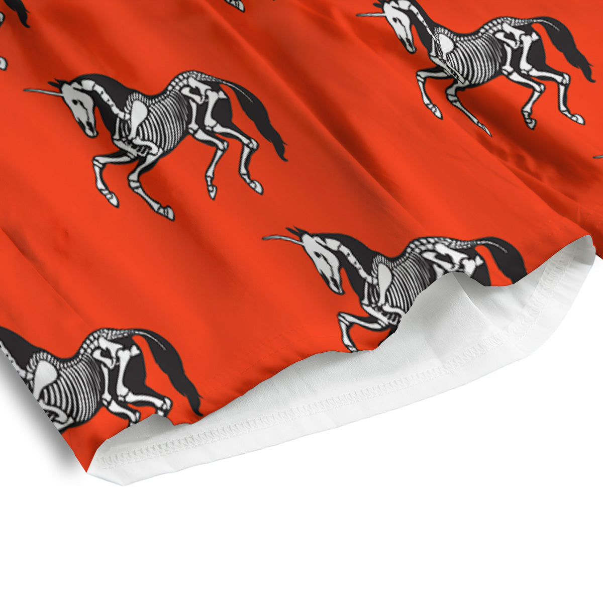 Red Unicorn Skeleton Print Pattern Men's Athletic Shorts
