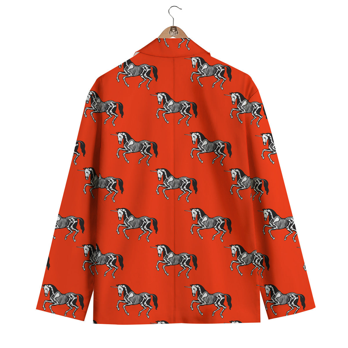 Red Unicorn Skeleton Print Pattern Men's Blazer-grizzshop