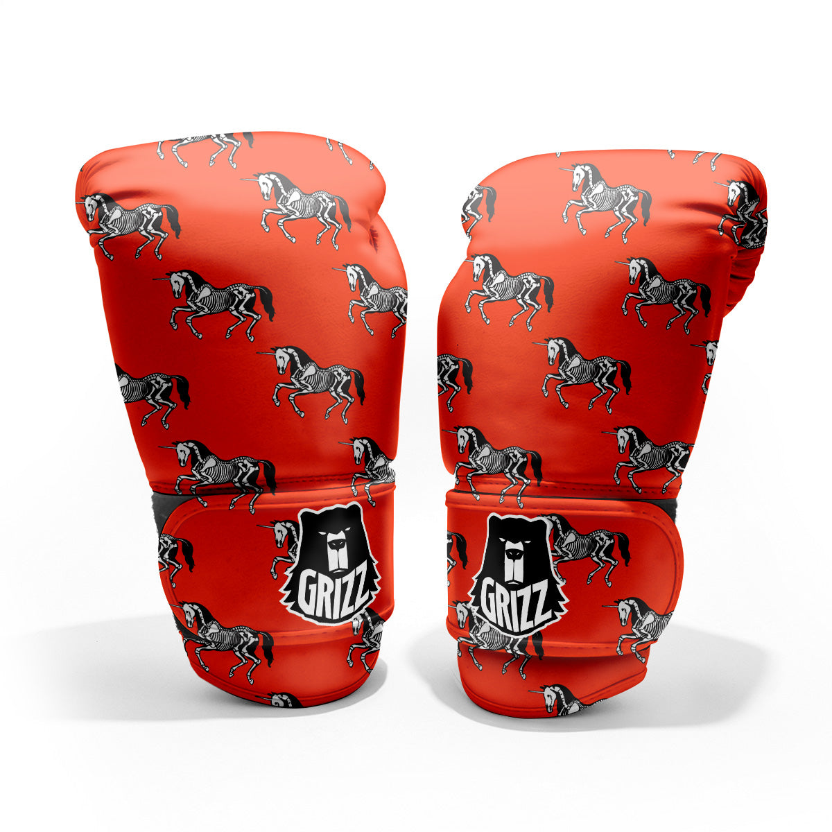 Red Unicorn Skeleton Print Pattern Pro Boxing Glove