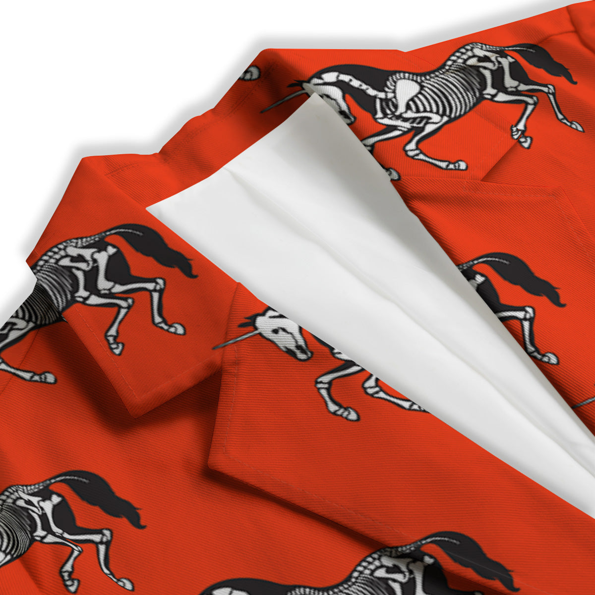 Red Unicorn Skeleton Print Pattern Women's Blazer-grizzshop