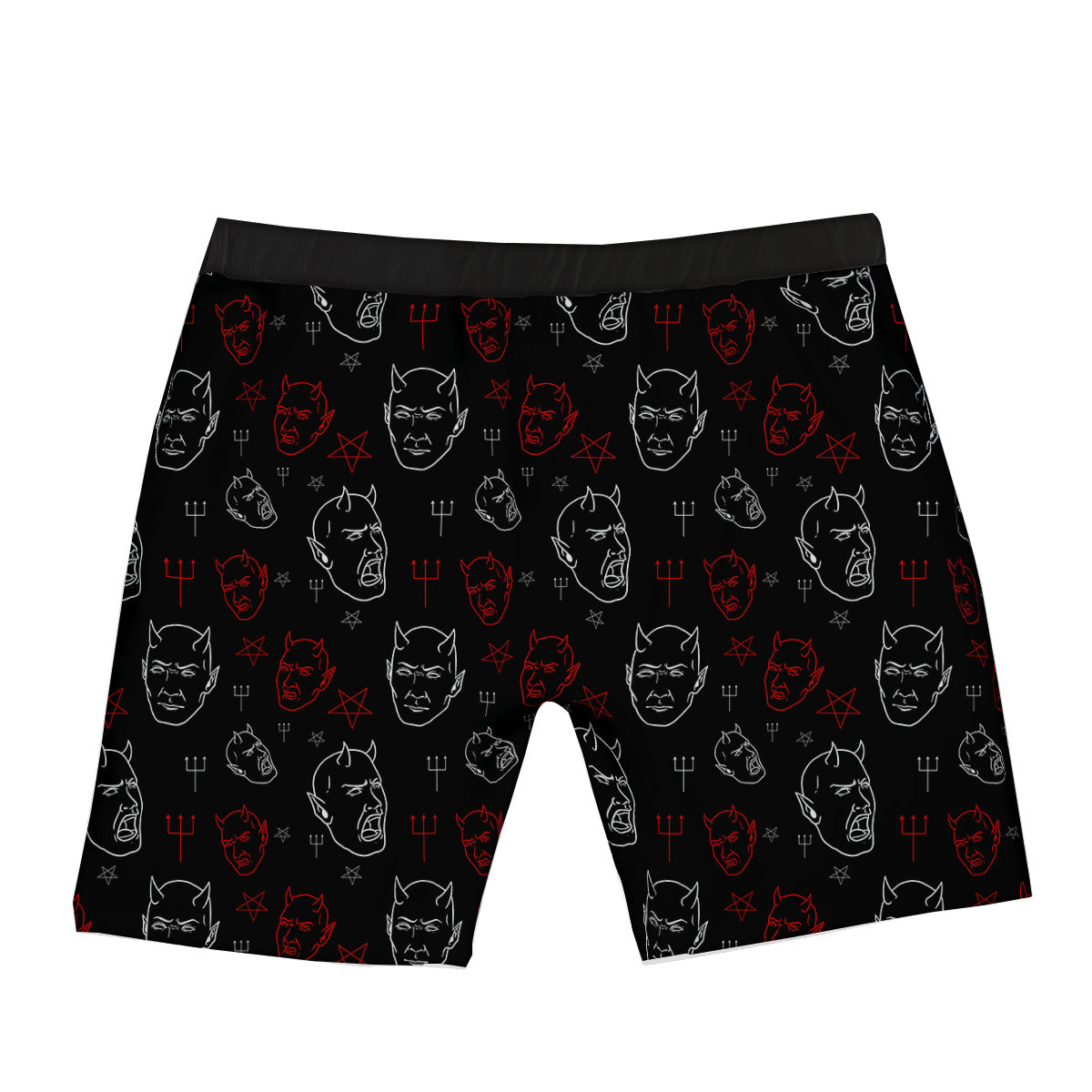 Red White Satan Head Print Pattern Boxer Briefs-grizzshop