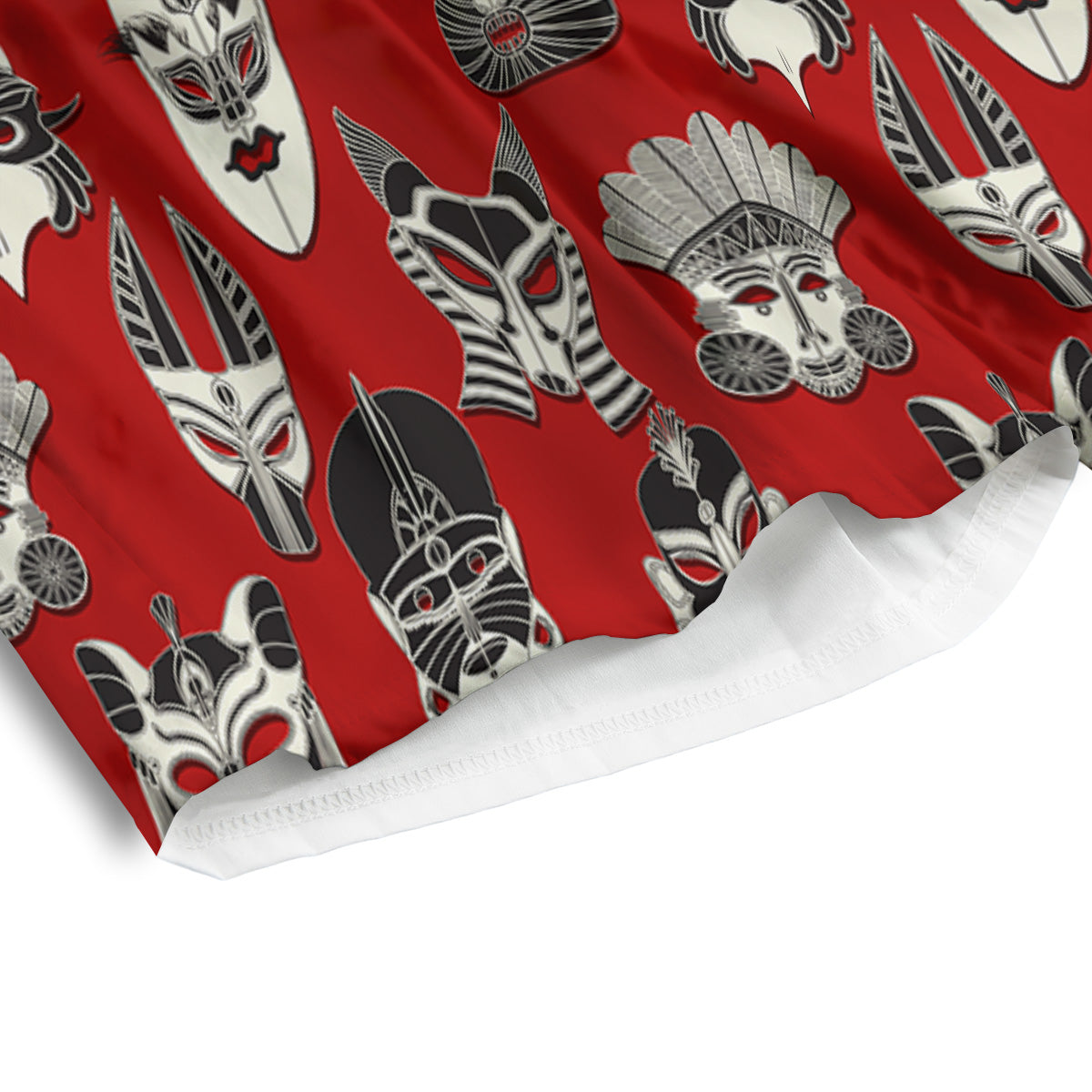 Red White Tribal Mask Print Pattern Men's Athletic Shorts