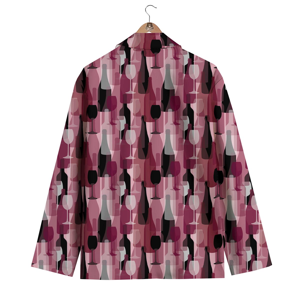 Red Wine Botttle Pattern Print Men's Blazer-grizzshop