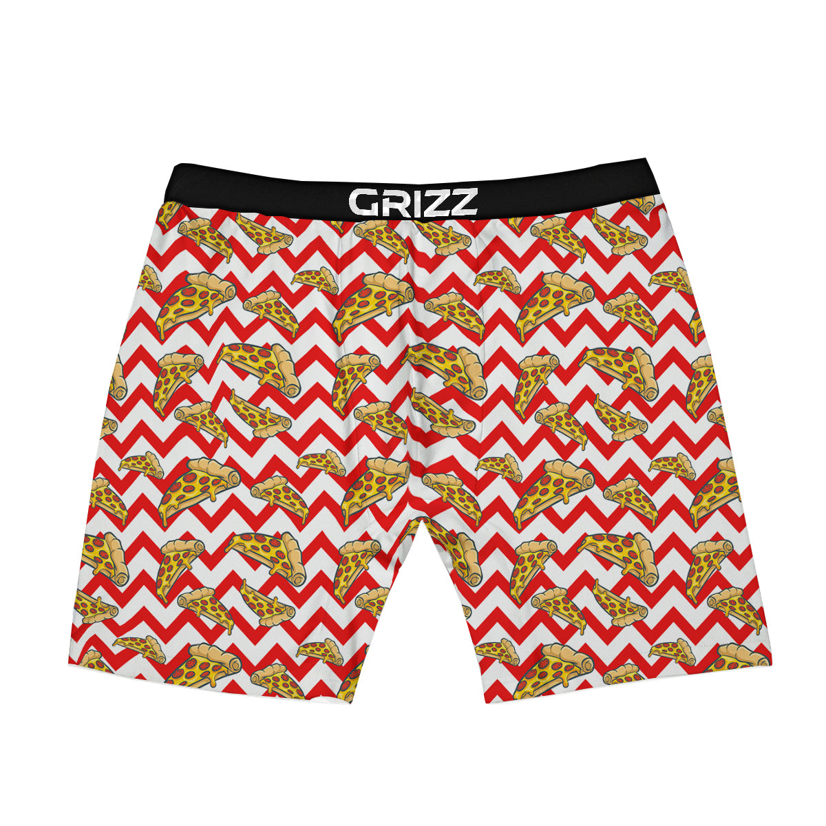 Red Zigzag Pizza Print Pattern Boxer Briefs-grizzshop
