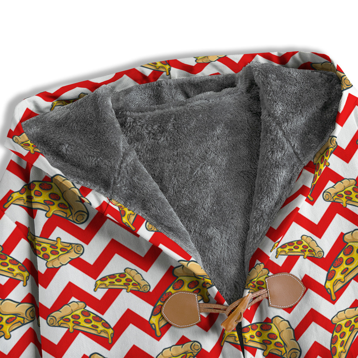 Red Zigzag Pizza Print Pattern Men's Windbreaker Jacket-grizzshop