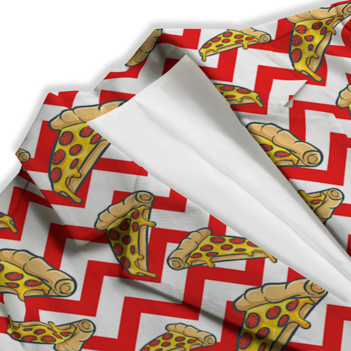 Red Zigzag Pizza Print Pattern Women's Blazer-grizzshop