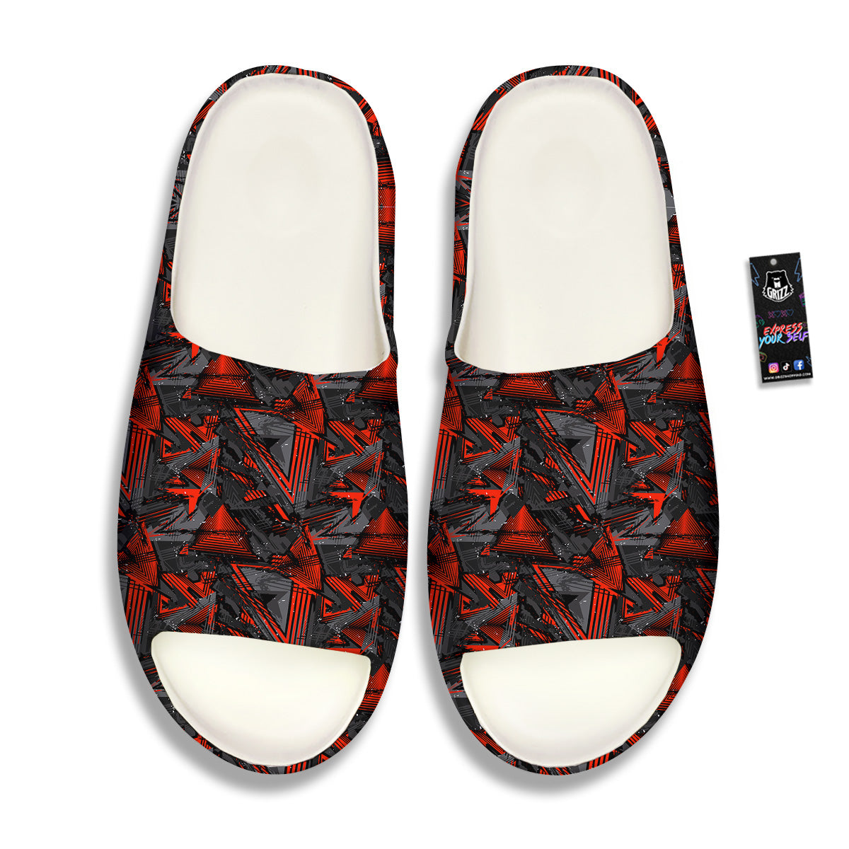 Red Abstract Grunge Print Pattern Sandals-grizzshop