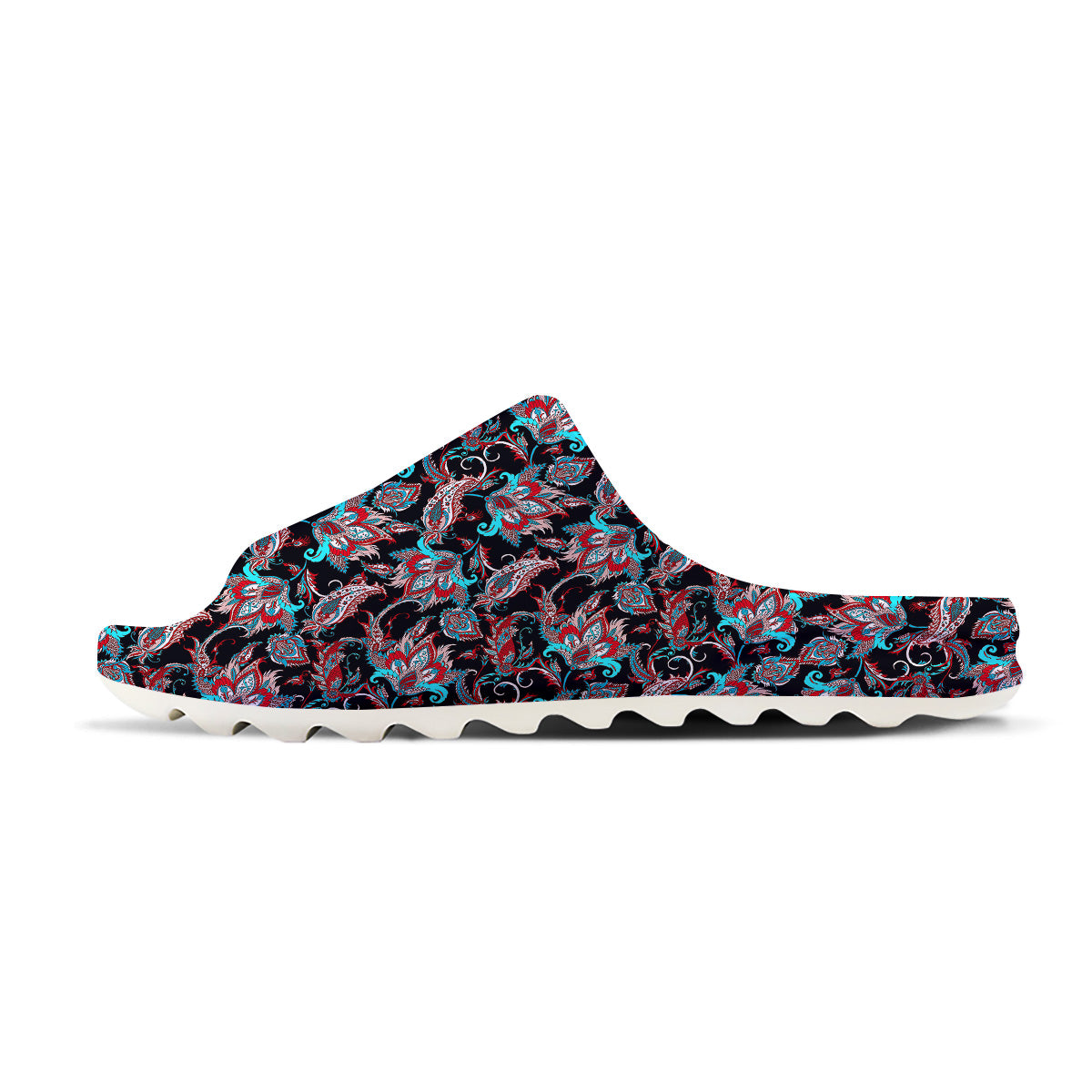 Red And Blue Neon Paisley Floral Print Pattern Sandals-grizzshop