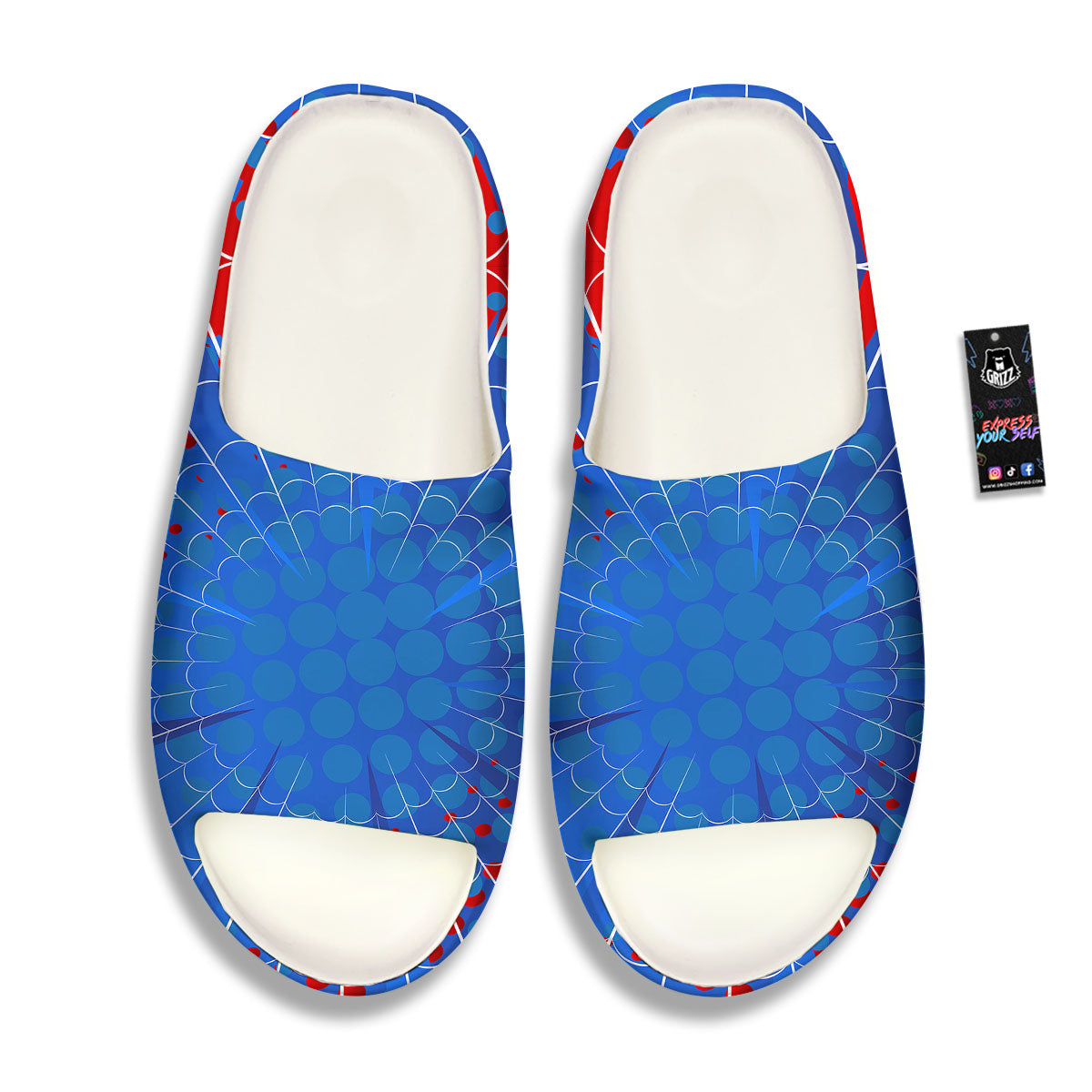 Red And Blue Spider Web Cartoon Print Sandals-grizzshop