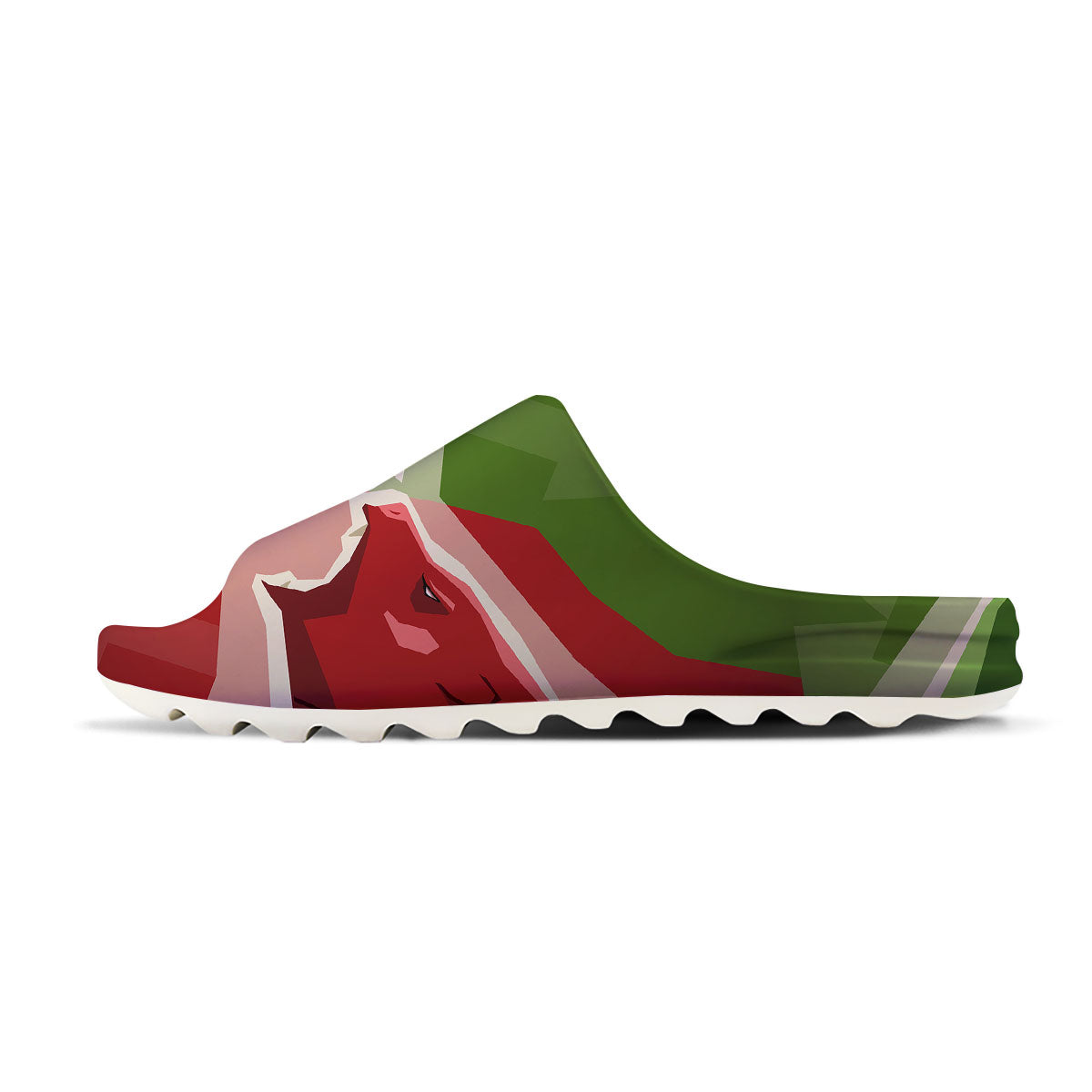 Red Bear And Green Bull Stock Print Sandals-grizzshop