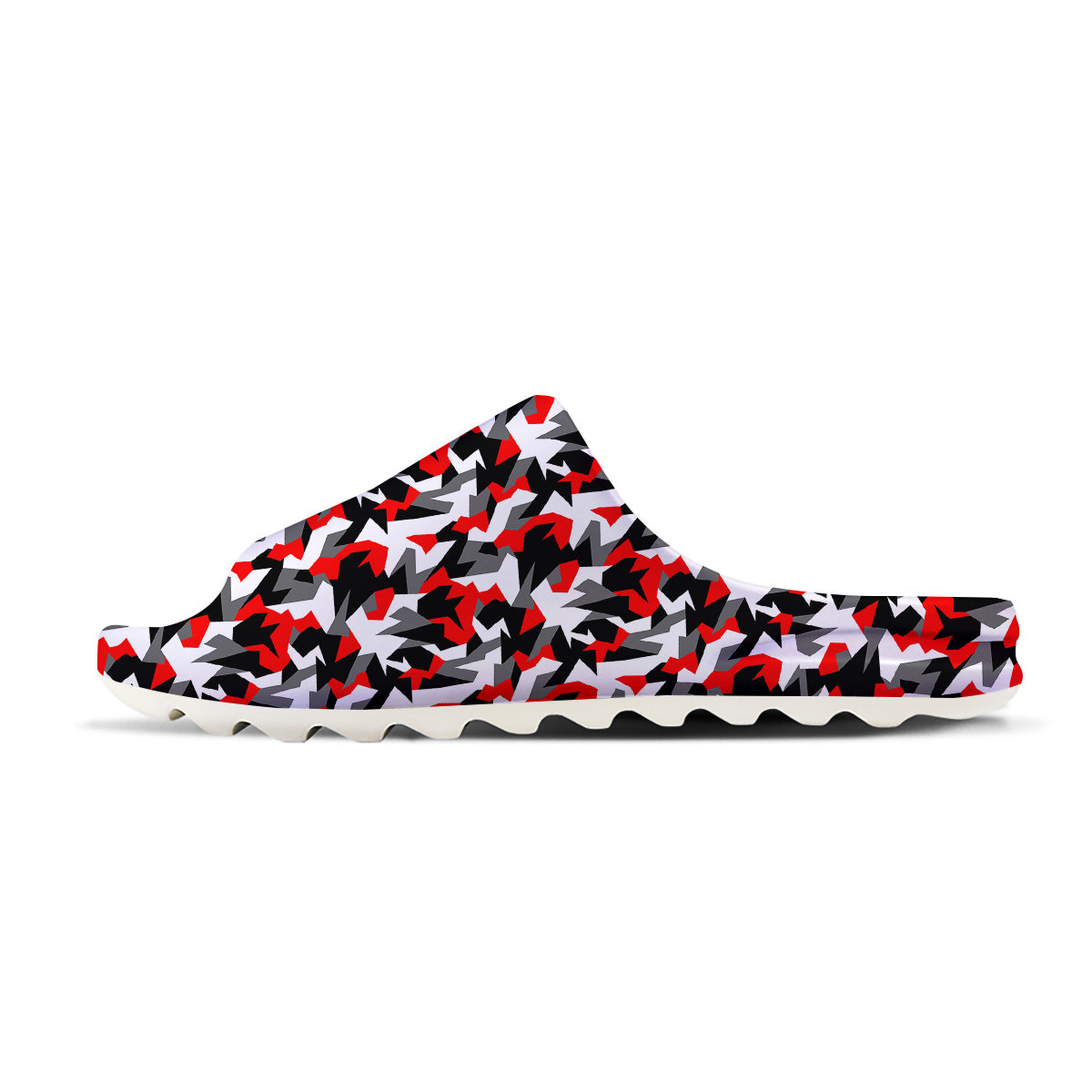 Red Geometric Camouflage Print Pattern Sandals-grizzshop