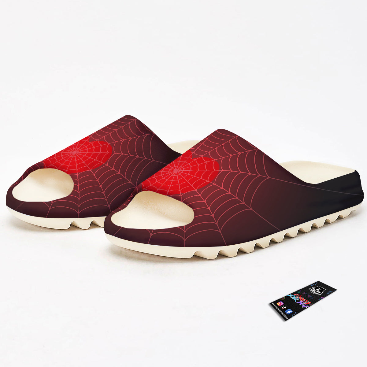Red Heart Spider Web Print Sandals-grizzshop