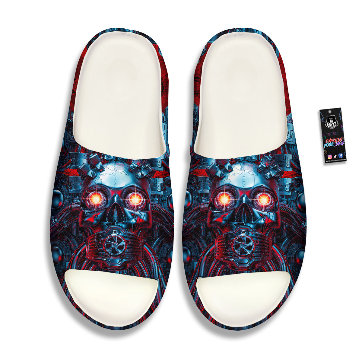 Red Machine Robot Print Sandals-grizzshop