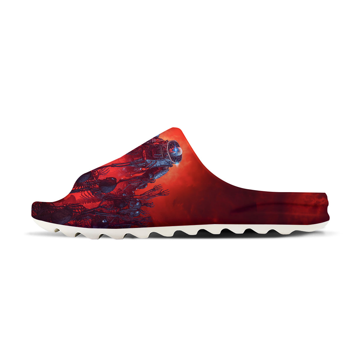 Red Robot And Skeleton Troop Print Sandals-grizzshop