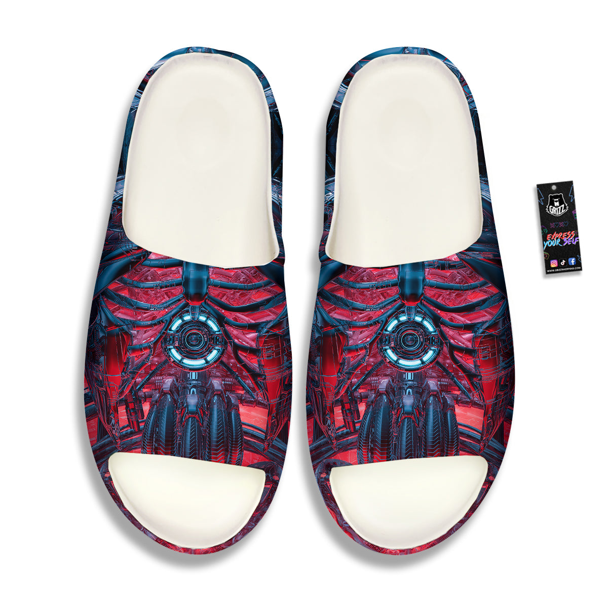 Red Robot Cyberpunk Print Sandals-grizzshop