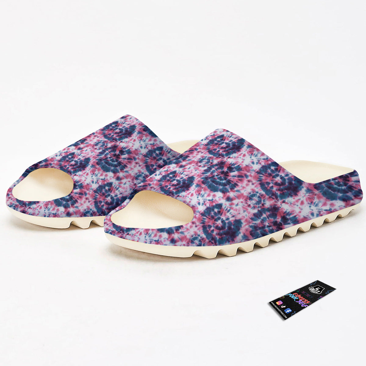 Red Tie Dye Blue Shibori Print Pattern Sandals-grizzshop