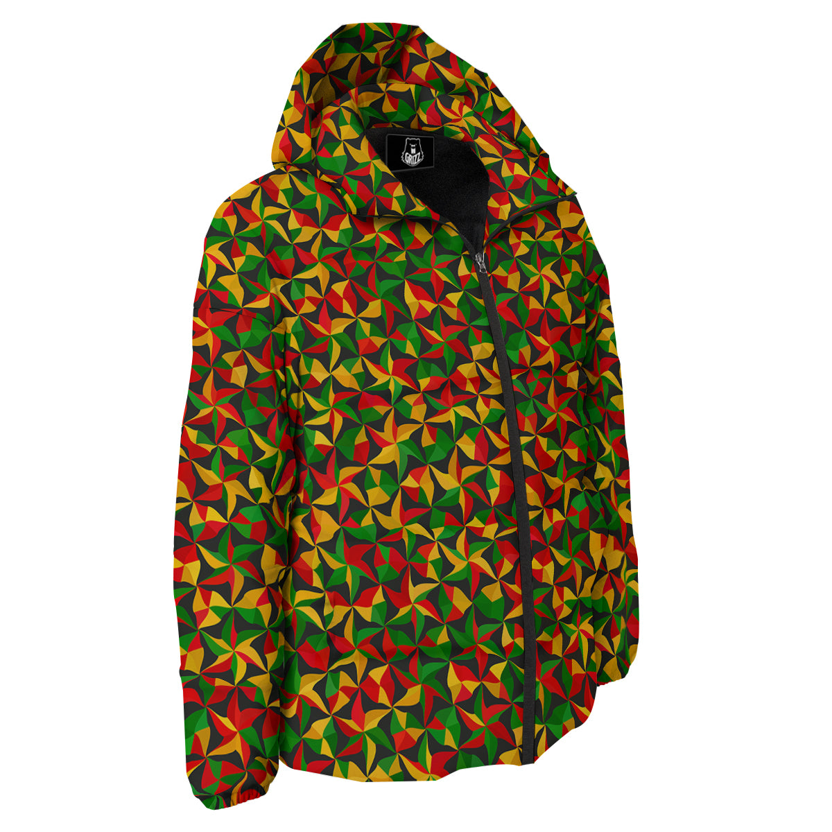 Reggae Abstract Geometric Print Pattern Down Jacket-grizzshop