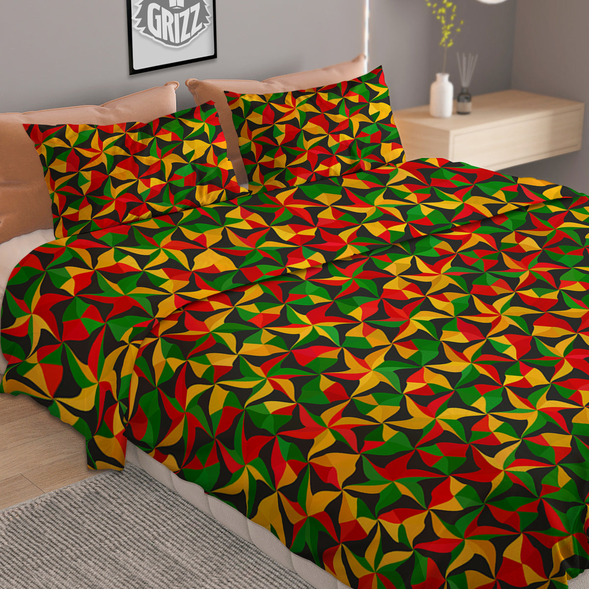 Reggae Abstract Geometric Print Pattern Duvet Cover Bedding Set