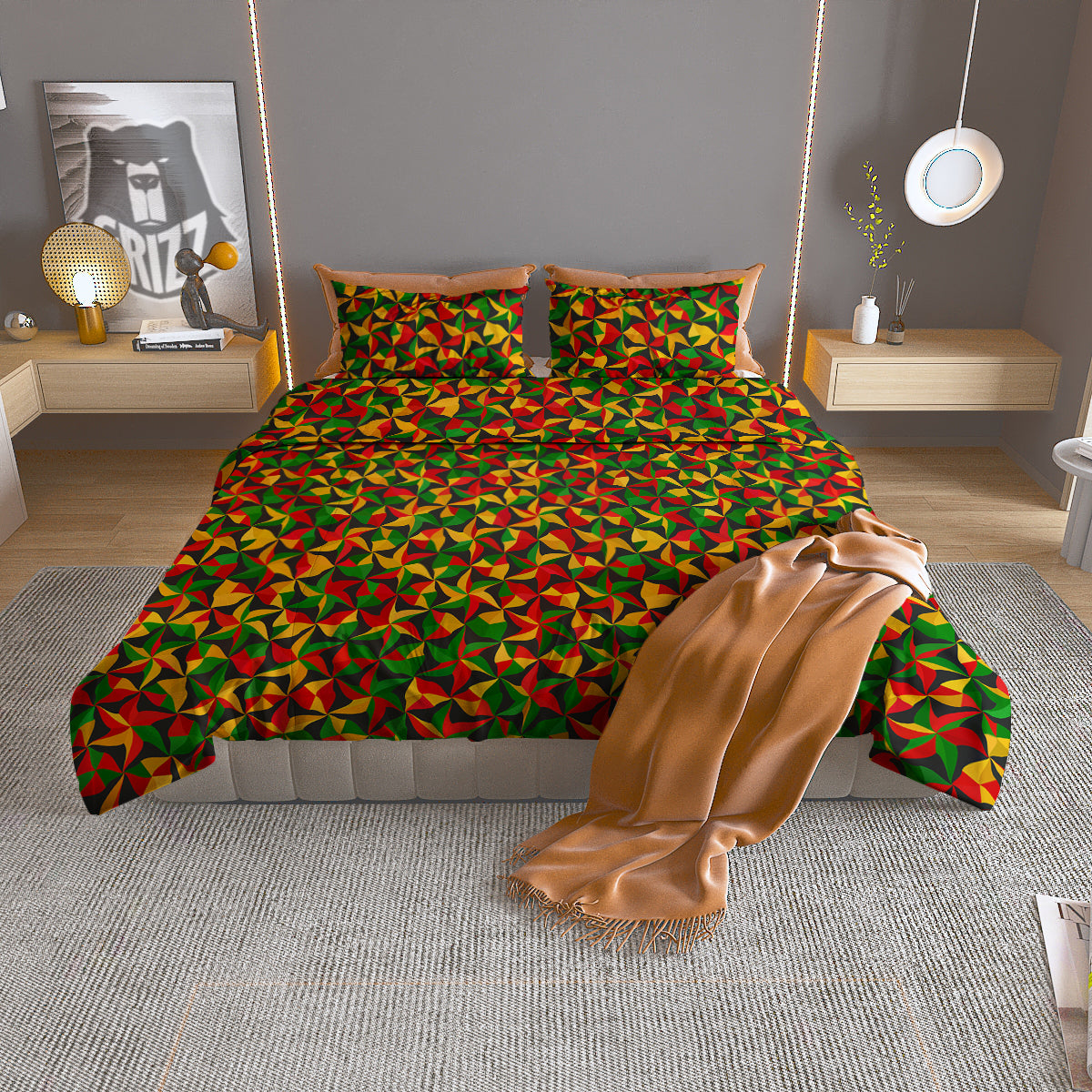 Reggae Abstract Geometric Print Pattern Duvet Cover Bedding Set