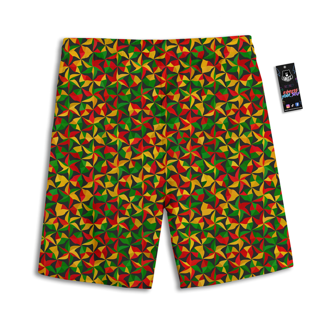 Reggae Abstract Geometric Print Pattern Men's Athletic Shorts