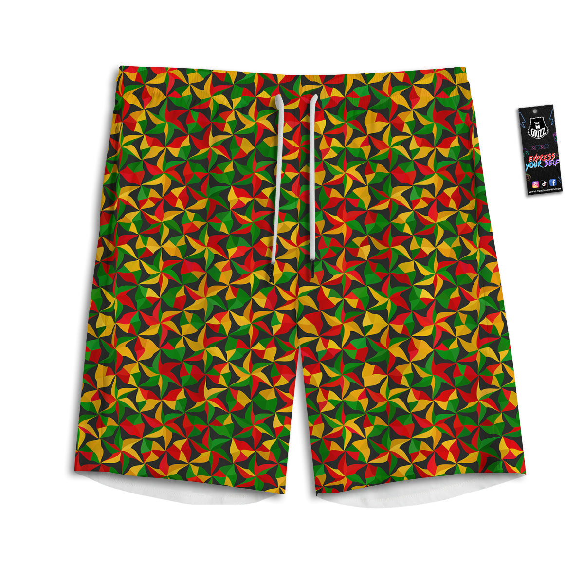 Reggae Abstract Geometric Print Pattern Men's Athletic Shorts