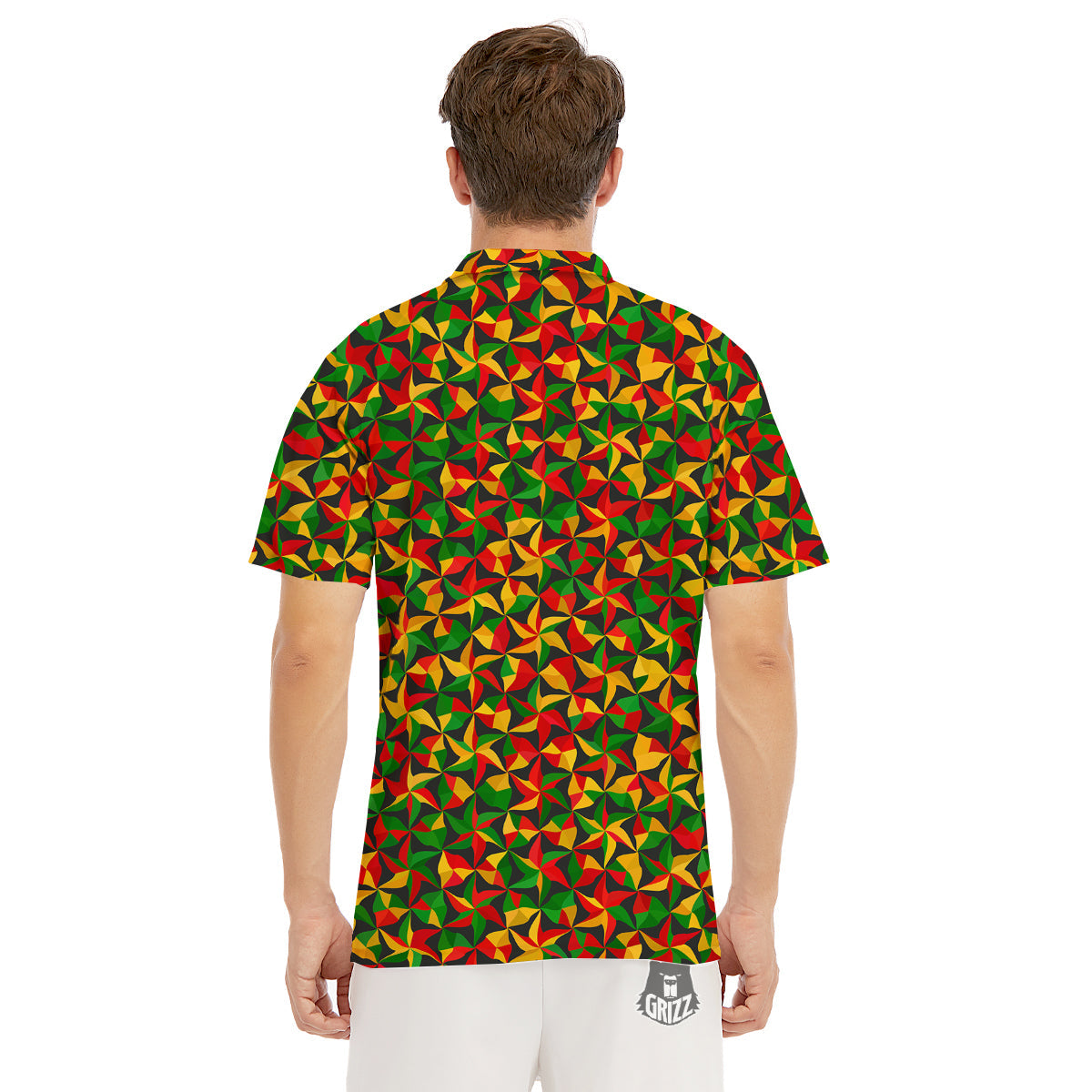 Reggae Abstract Geometric Print Pattern Men's Golf Shirts-grizzshop