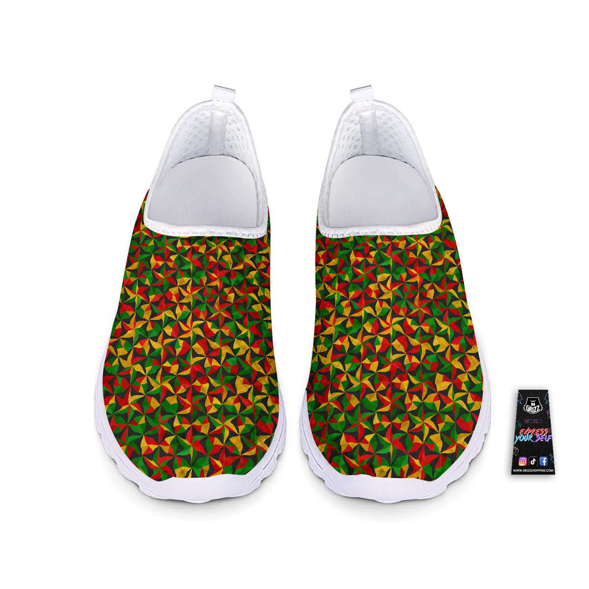 Reggae Abstract Geometric Print Pattern Nurse Shoes-grizzshop