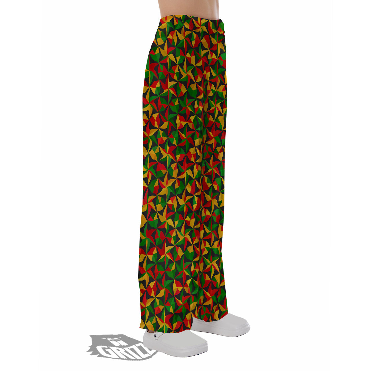 Reggae Abstract Geometric Print Pattern Pajama Pants-grizzshop