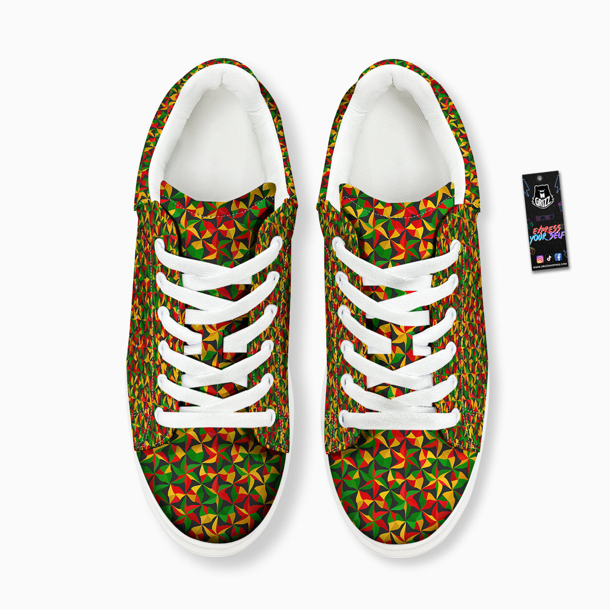 Reggae Abstract Geometric Print Pattern Platform Shoes-grizzshop